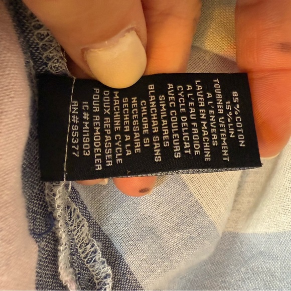 Sanctuary | Striped Borrego Cotton Linen Blend Tie-Front Button Down Shirt - Picture 9 of 9